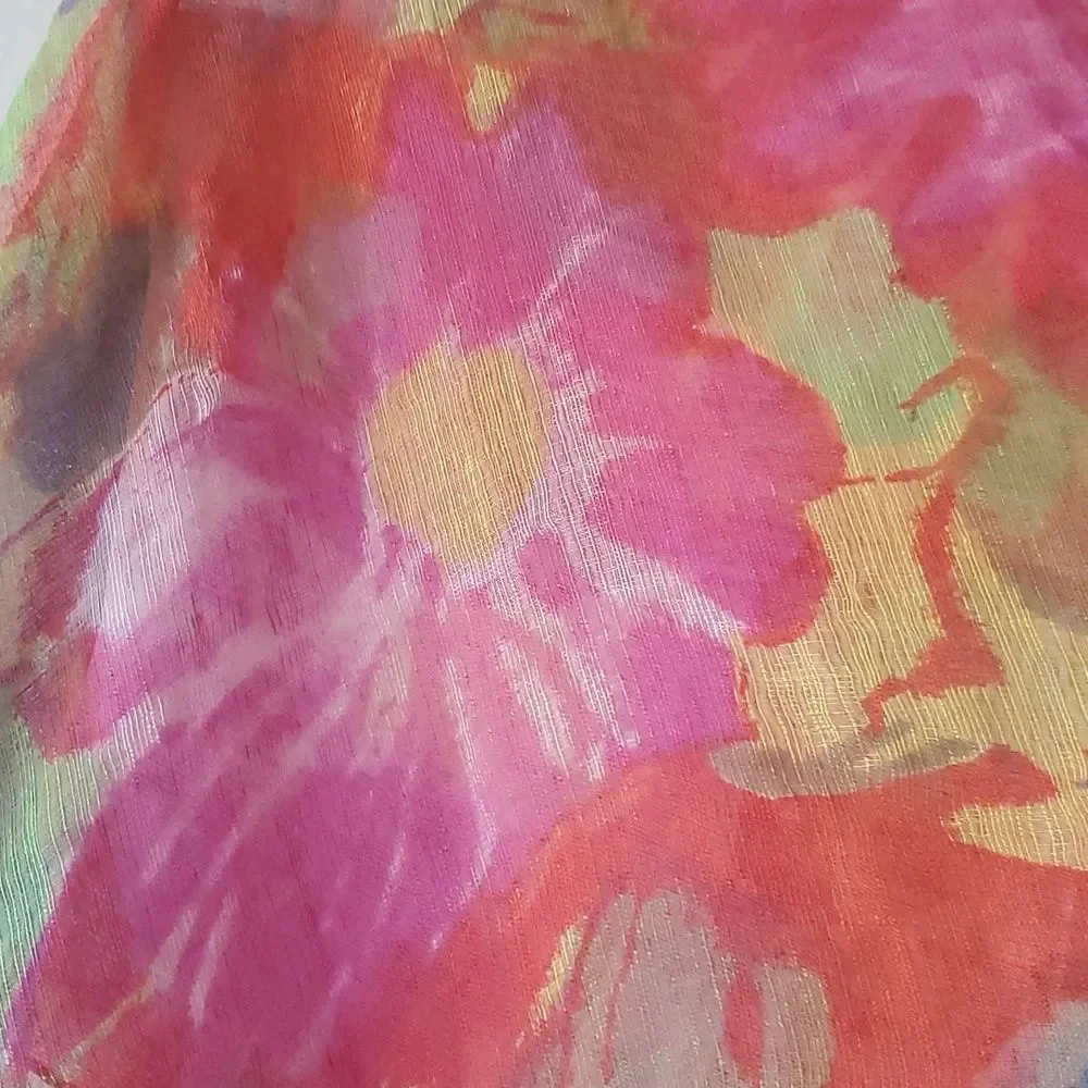 EYEFUL SHEER FLORAL SCARF WRAP RED BLUE YELLOW PINK GREEN